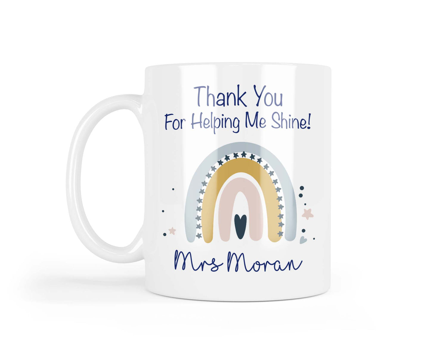 Personalised Rainbow Teacher Mug - Thank You For Helping Me Shine - Teacher Gift