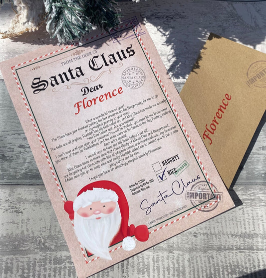 Personalised Letter From Santa & Nice List Certificate