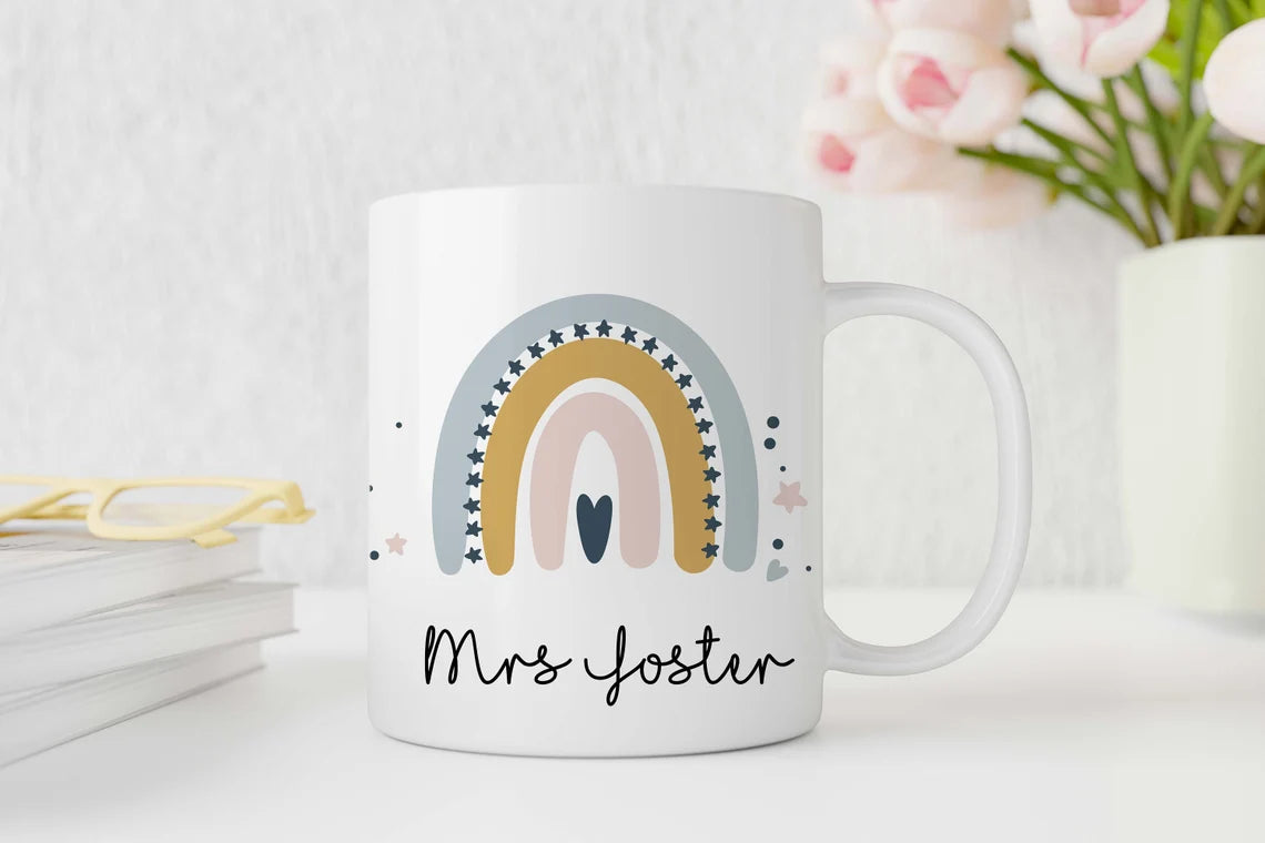 Personalised Rainbow Teacher Mug - Thank You Gift