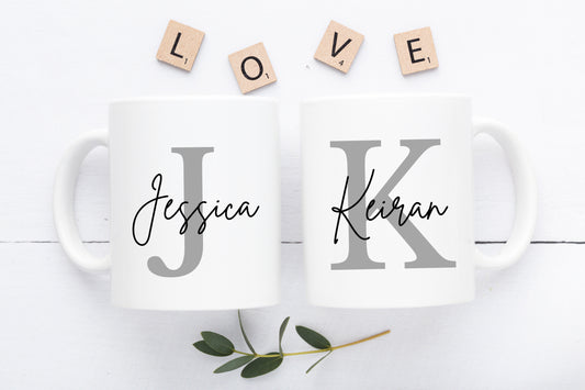 Personalised His and Her Mugs - Couple Anniversary Gift, Wedding Gift