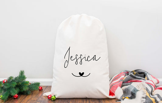 Personalised Christmas Santa Sack - Name Design - Modern Christmas Gift Bag For Adults