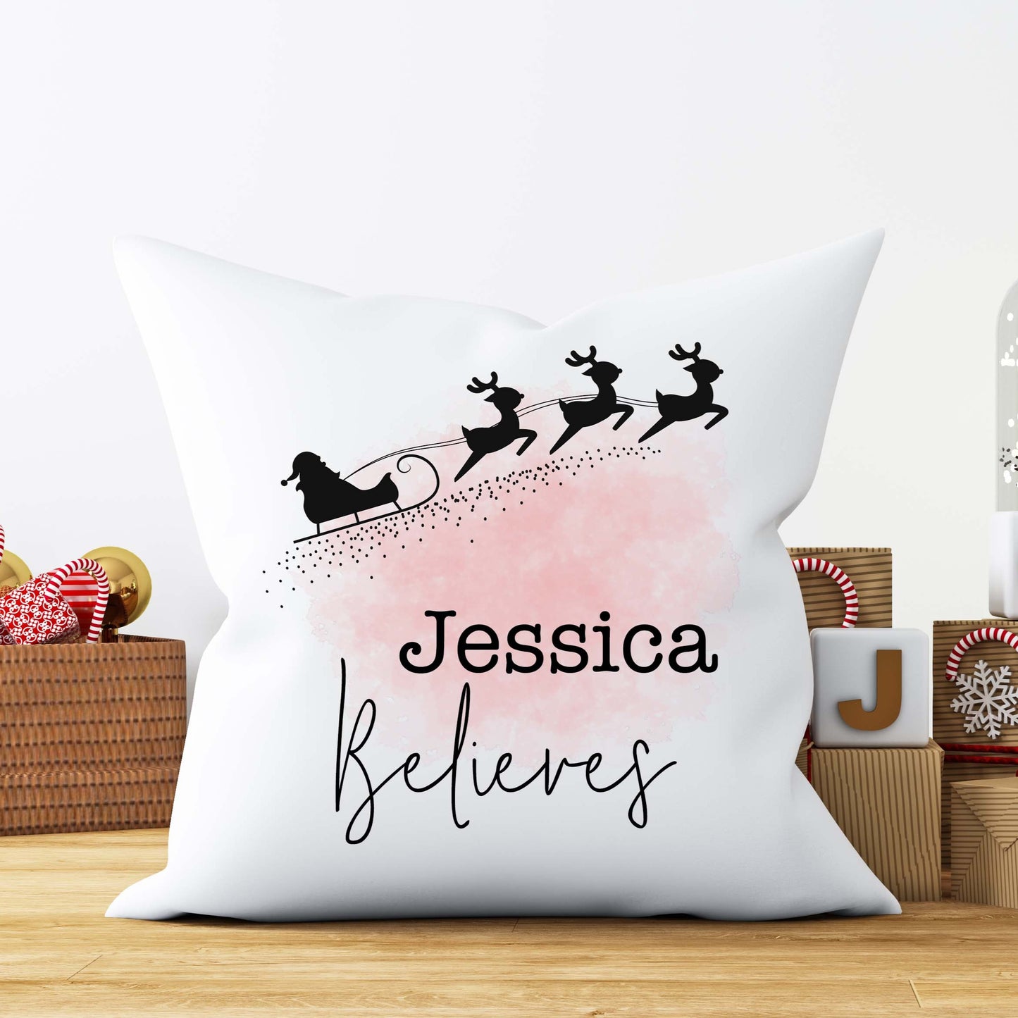 Personalised Christmas Cushion For Kids - Believe In The Magic Of Santa - We Believe - Christmas Decorations