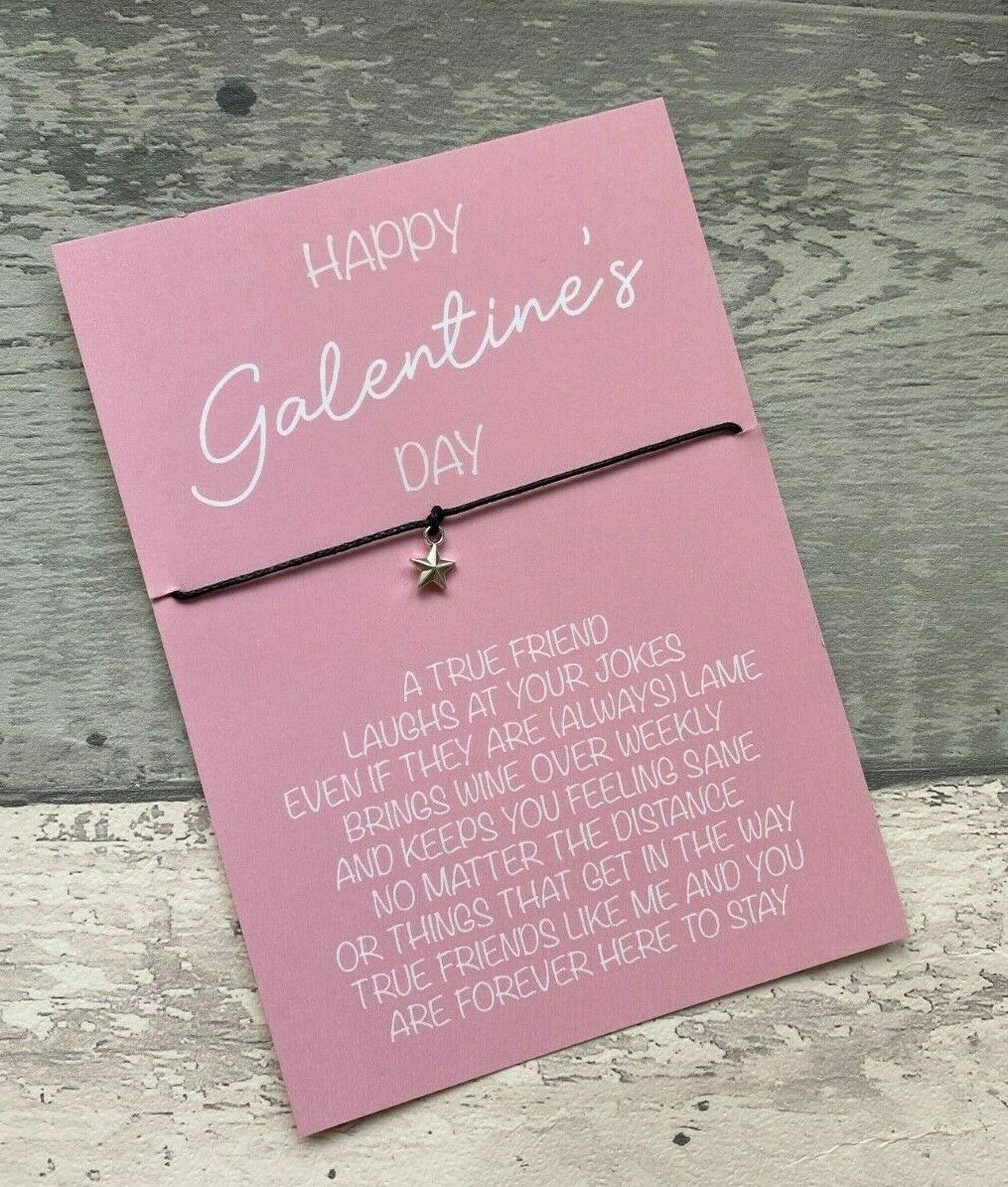 Happy Galentine's Card Wish Bracelet For BFF Best Friend Valentine