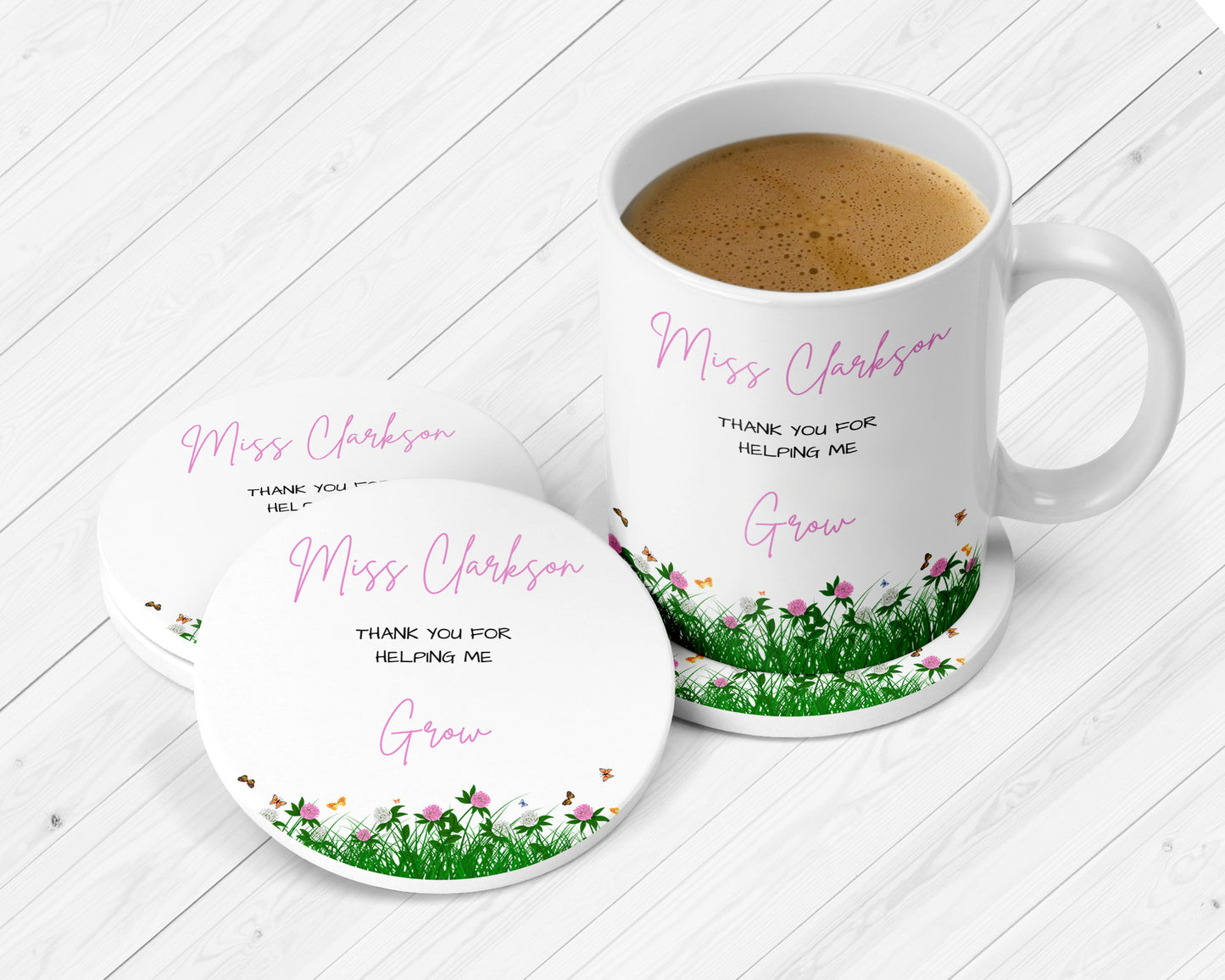 Personalised Teacher Mug, Teacher Gifts - Thank You For Helping Me Grow