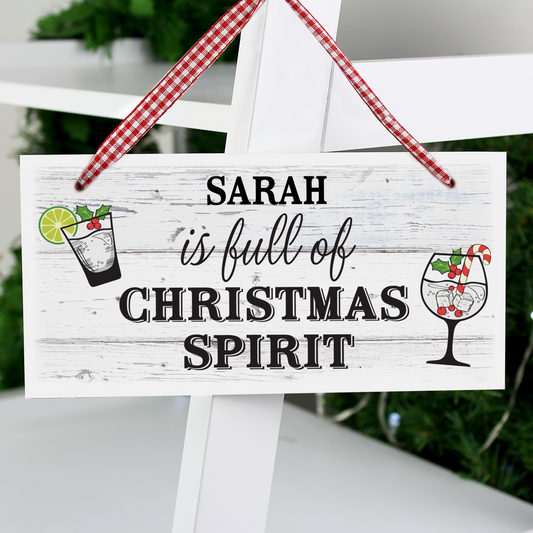 Personalised Christmas Spirit Wooden Sign