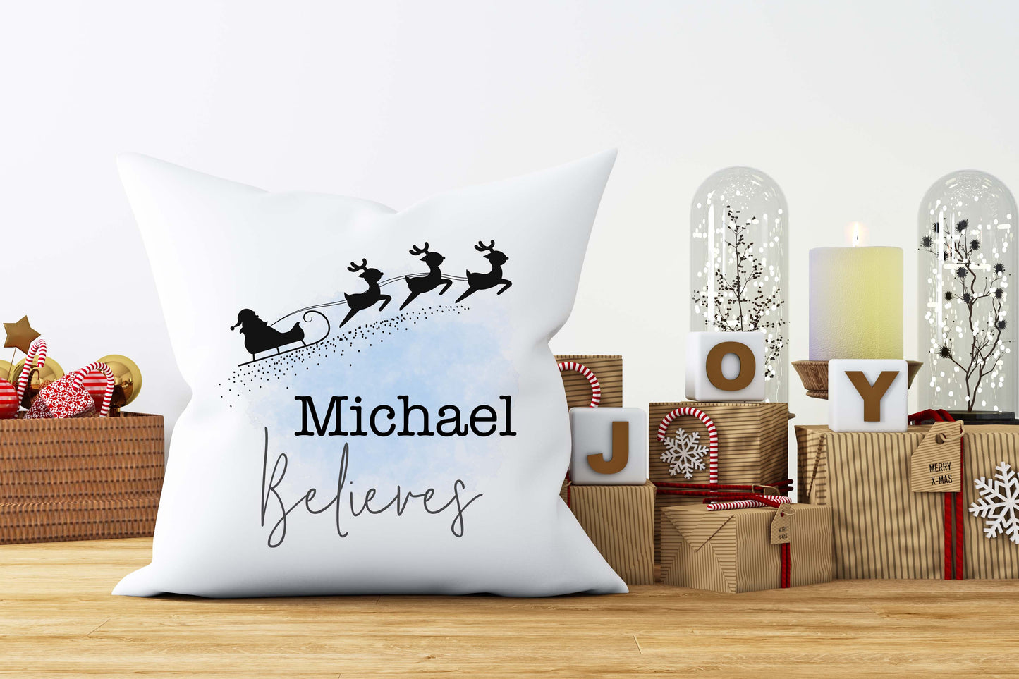 Personalised Christmas Cushion For Kids - Believe In The Magic Of Santa - We Believe - Christmas Decorations